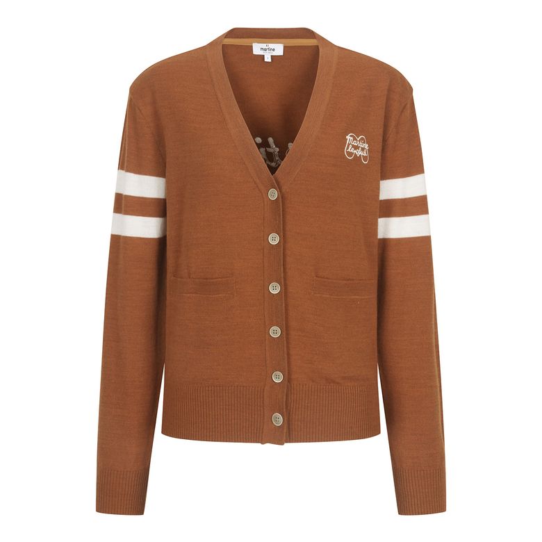 Double Stripe Cardigan_CAMEL