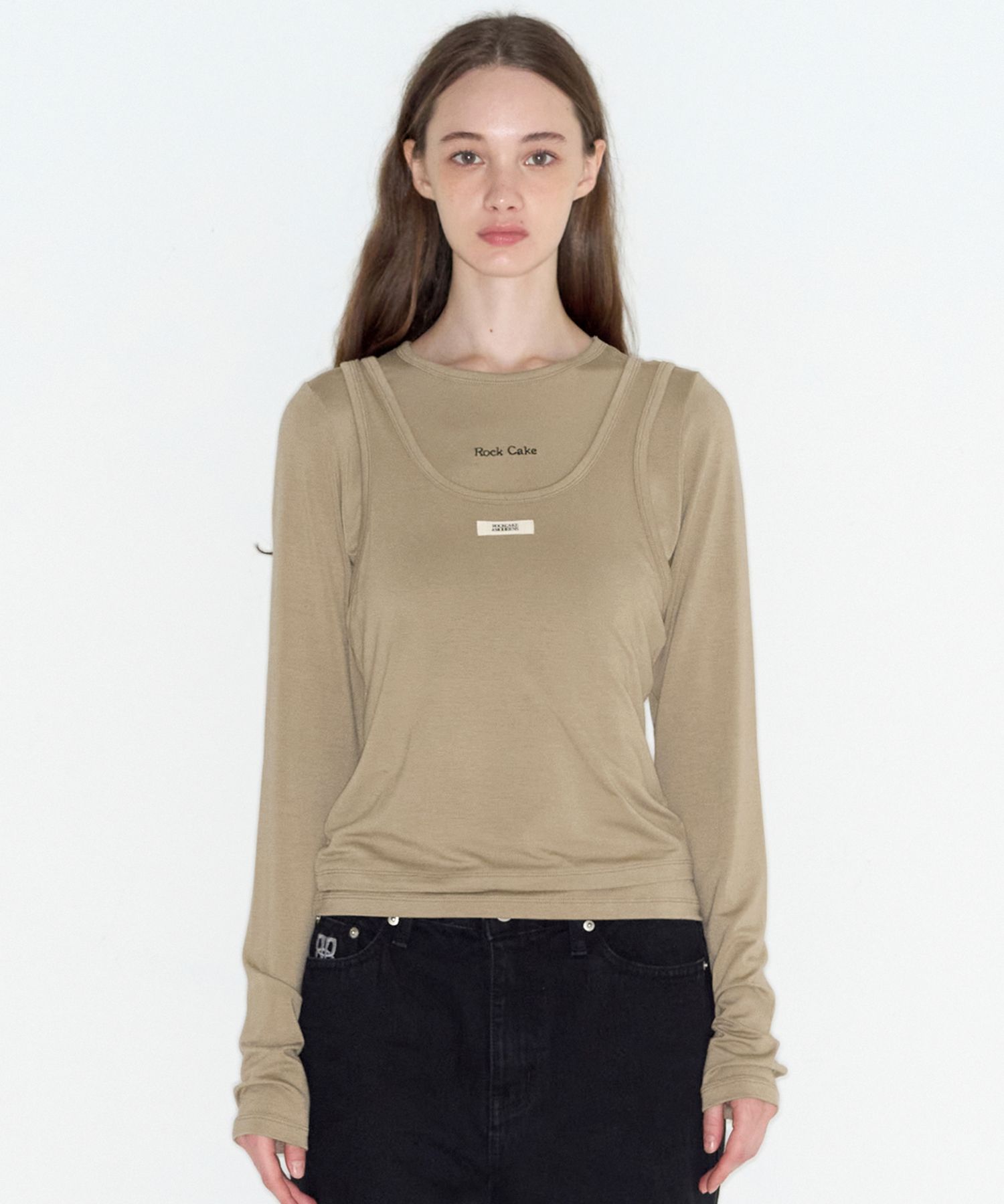 [ROCKCAKE]Beige Label ティーシャツ★新作★韓国★ MUSINSA | ROCKCAKE Beige Label Layerd LS Tee - Brown
