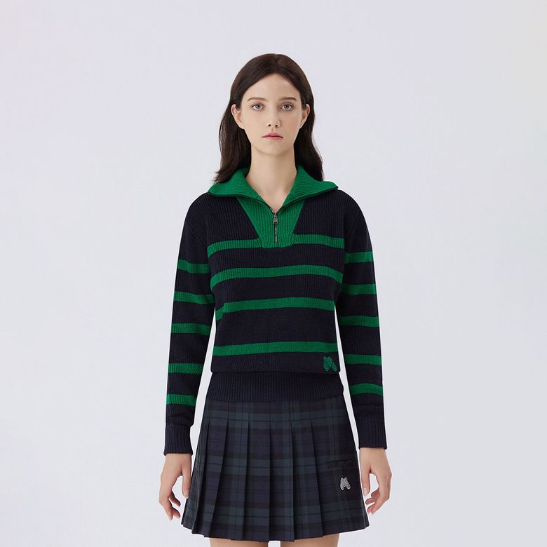 Stripe Half Zip up Knit_NAVY