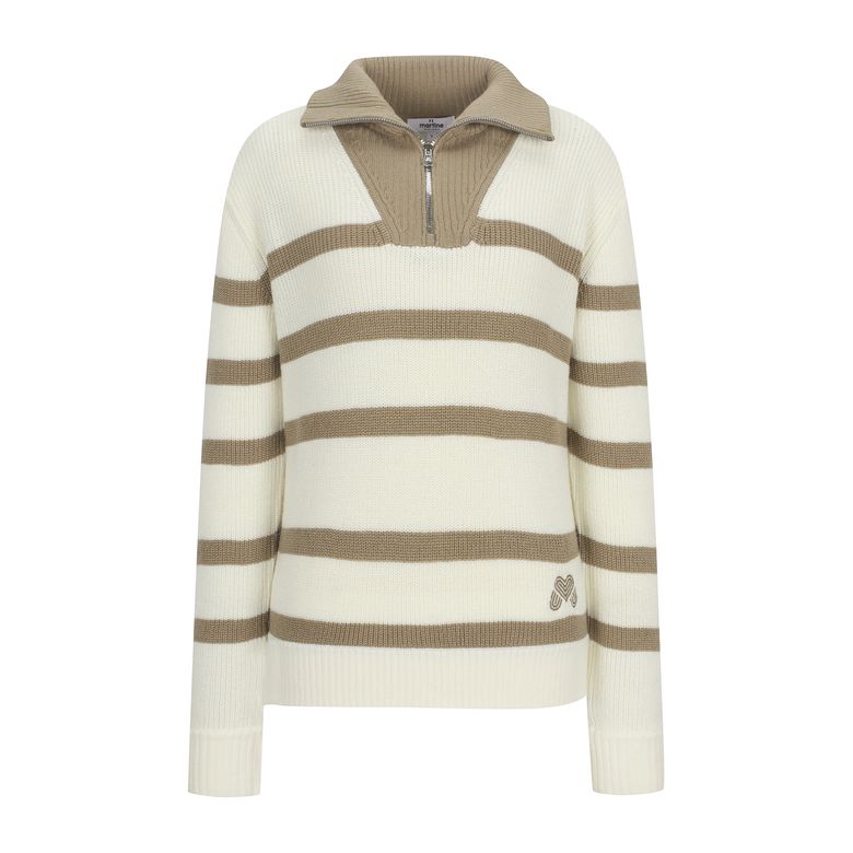 Stripe Half Zip up Knit_OFF-WHITE