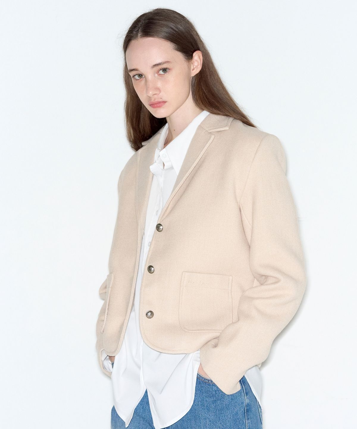 락케이크(ROCKCAKE) Ella Tweed Jacket - Light Beige