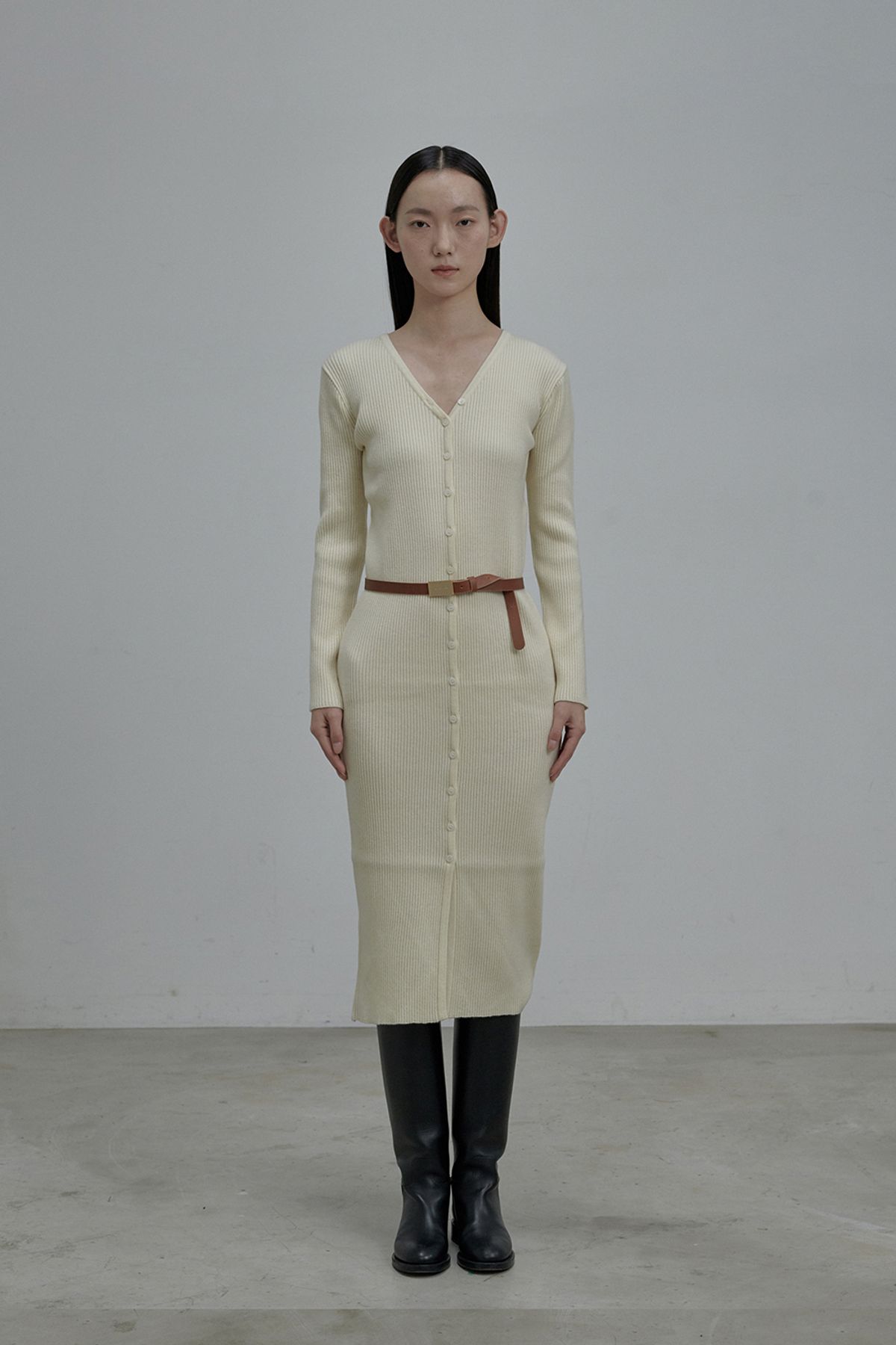 마우솔레움(MAU SOLEUM) Leone Knit Dress - Cream