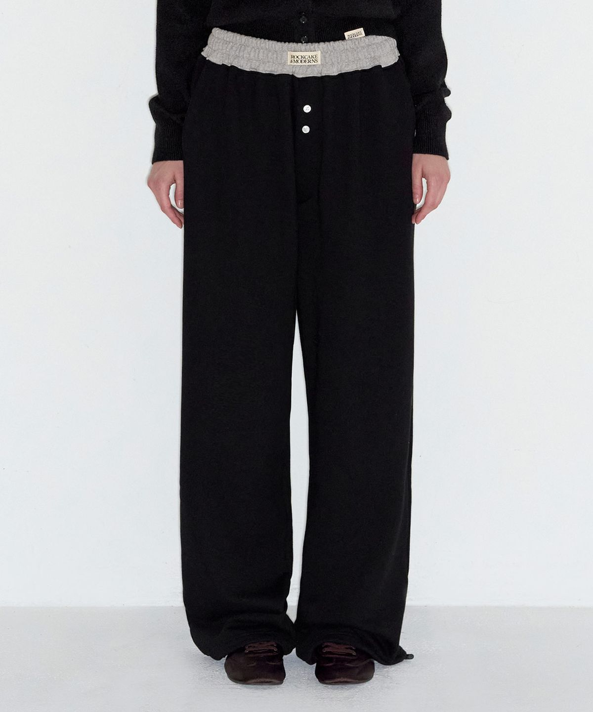 락케이크(ROCKCAKE) Waist Layerd 2way Jogger - Black