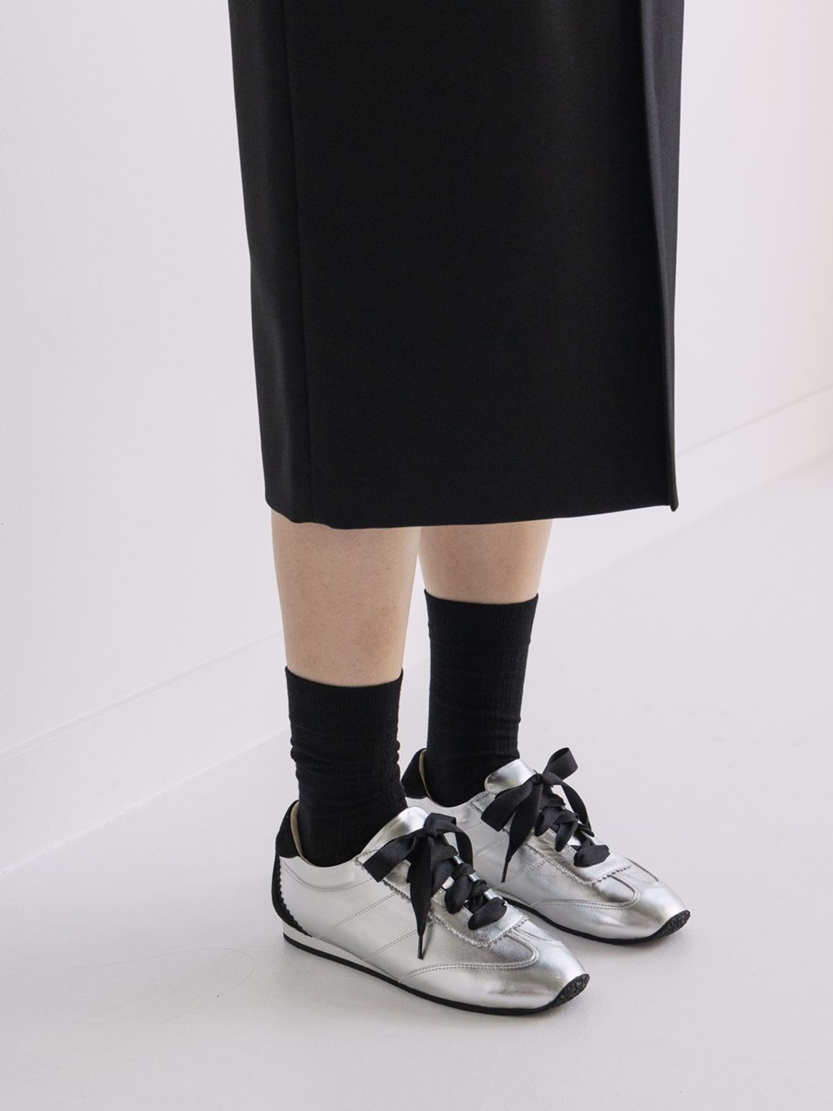 쥬다르(JEU DART) suede combi sneakers silver