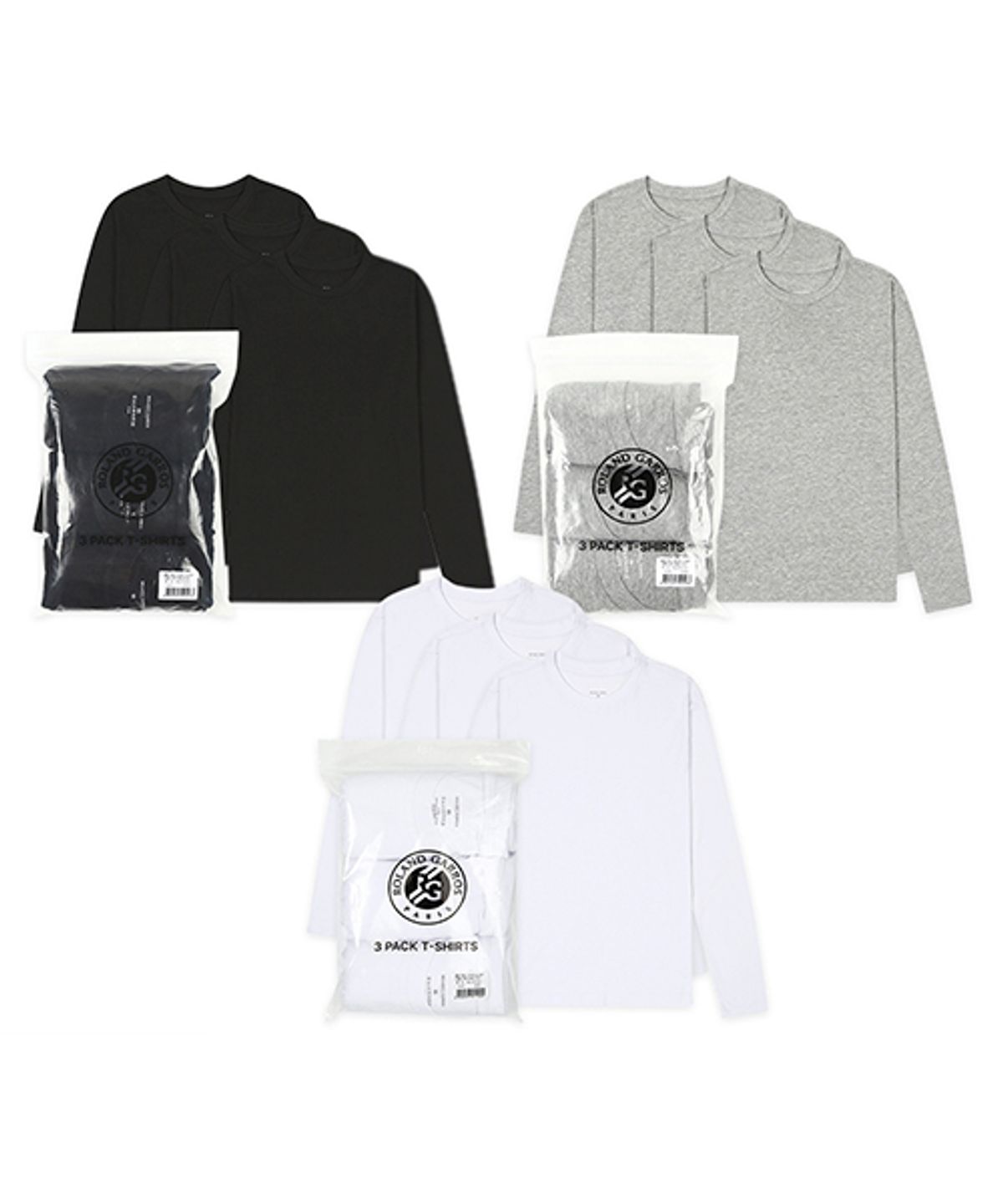 롤랑가로스(ROLANDGARROS) 에센셜 긴팔티셔츠 3PACK