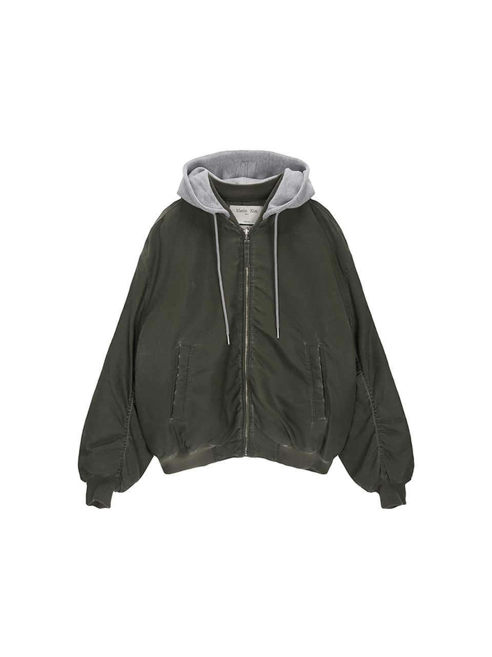 MUSINSA | MATIN KIM WASHED HOODY BOMBER JUMPER FOR MEN IN KHAKI