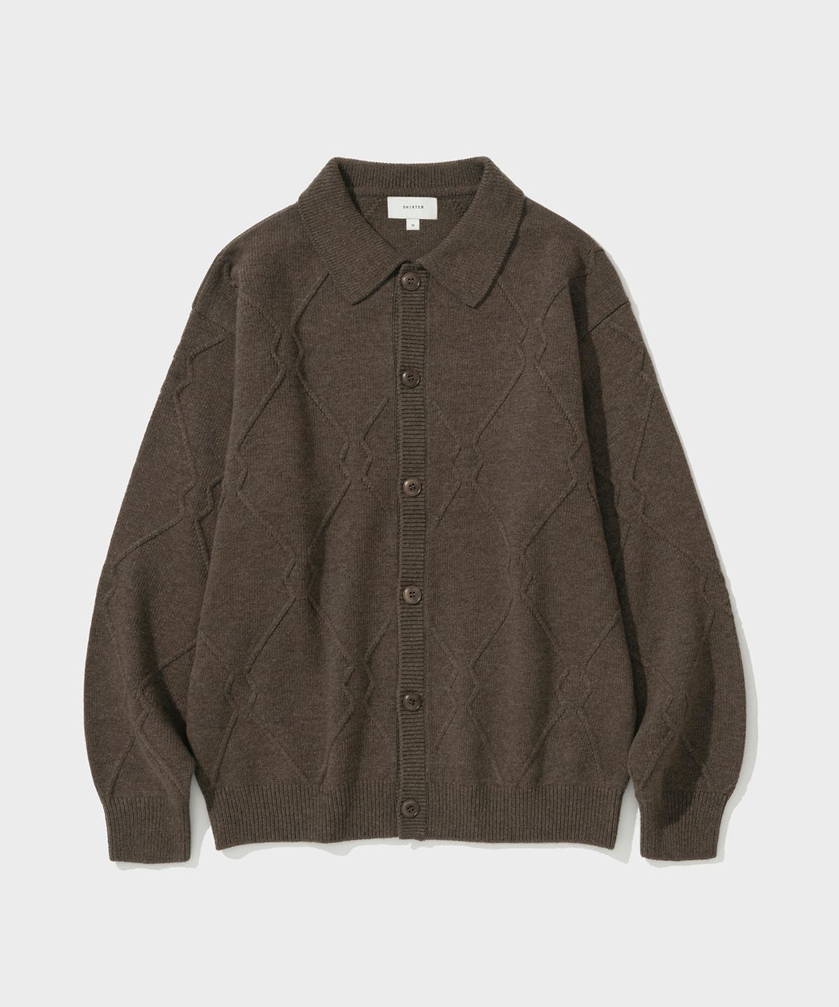 셔터(SHIRTER) LOGO PATTERN CARDIGAN V3 (MELANGE BROWN)