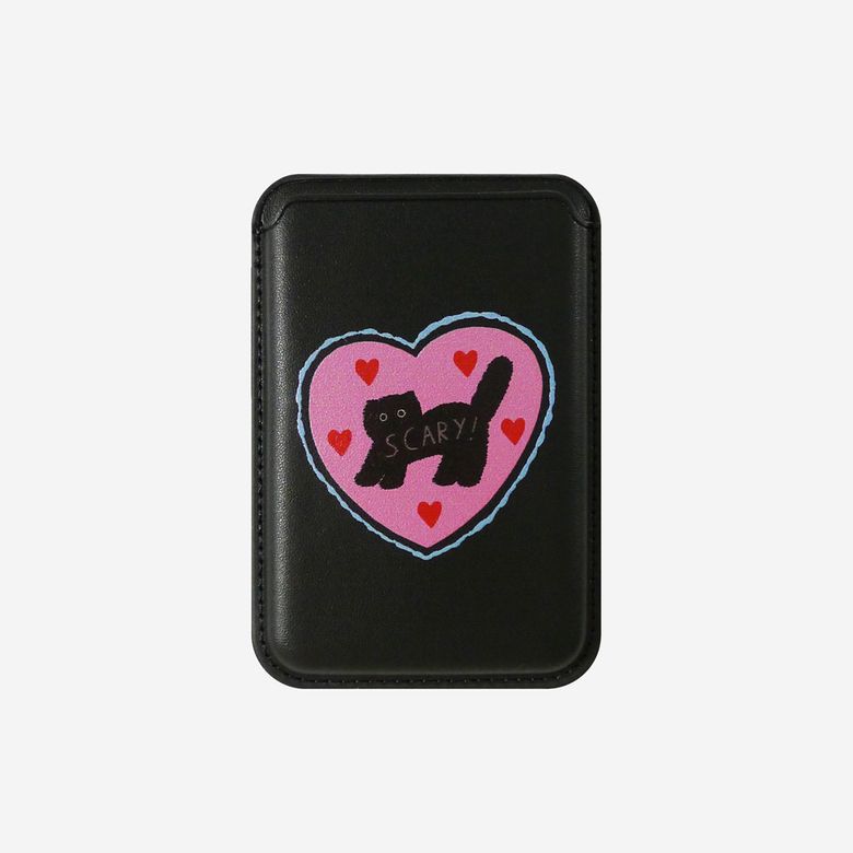 맥세이프 카드지갑_Black-Pink Love-Scary Cat Magsafe Cardcase