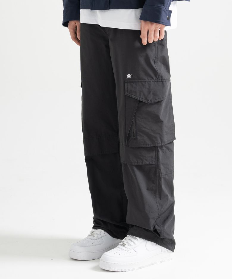 Nylon RIB Ventilation Cargo Pants - BLACK