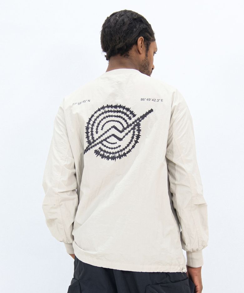 Nylon Zip Pocket Round Shirt - WHITE