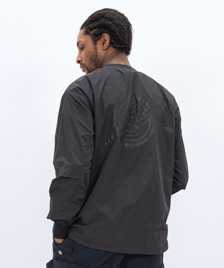 Nylon Zip Pocket Round Shirt - GREY
