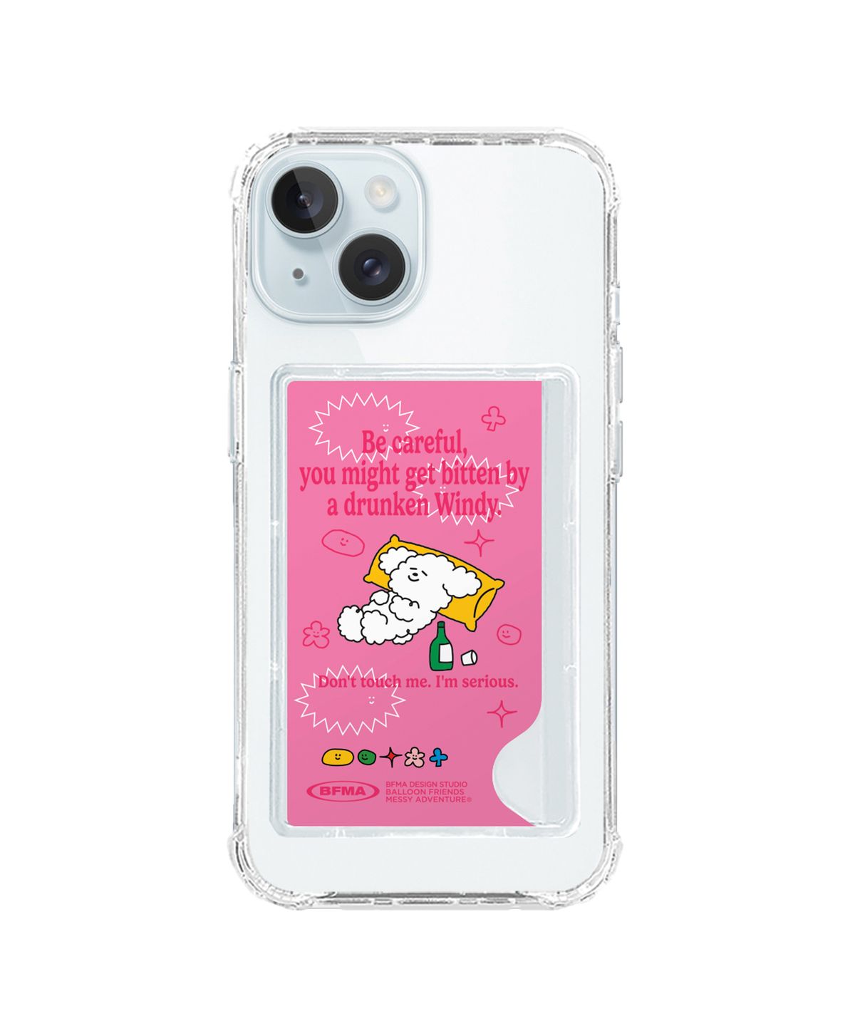 벌룬프렌즈(BALLOON FRIENDS) 카드수납 젤하드 탱크 폰케이스 - 드렁큰 윈디 (핑크)