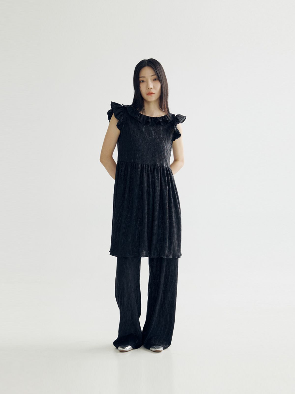 봄날 부티크(BOMNAL BOUTIQUE) 웨이브 팬츠 _ 블랙