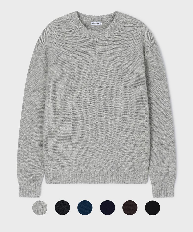 Merino Wool 100 Round Neck Knit - (6 Color)
