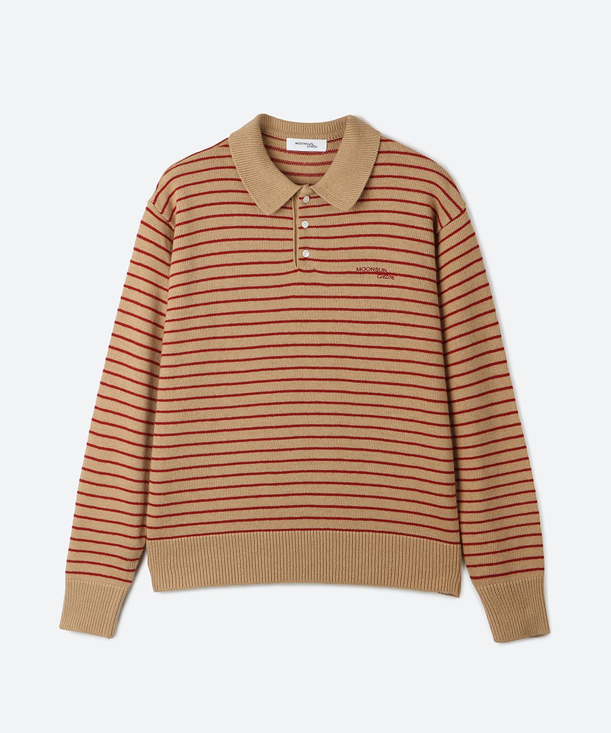 문선 아카이브(MOONSUN ARCHIVE) 02 M.C UNISEX, Stripe Wool Collar Knit / Beige
