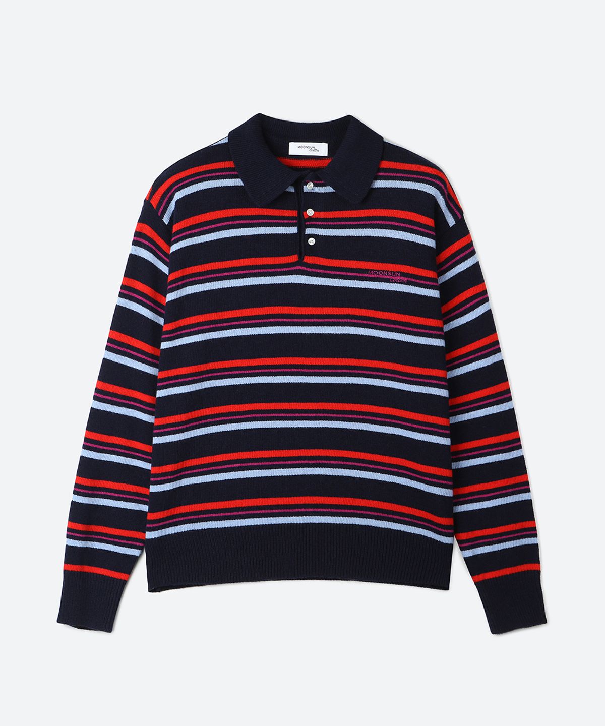 문선 아카이브(MOONSUN ARCHIVE) MJ S2 02 M.C UNISEX, Stripe Wool Collar Knit / Lolli-pop