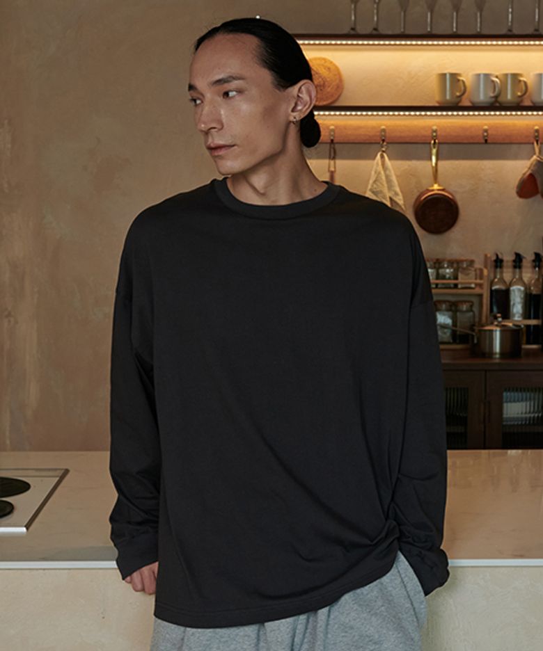 오리지널 에센틱 오버핏 롱 슬리브_차콜