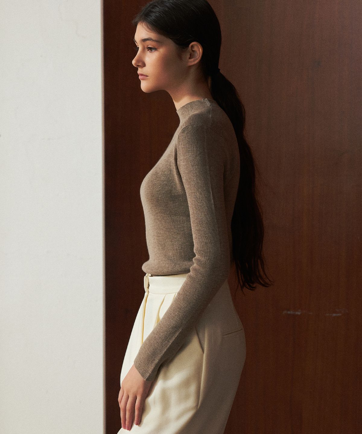랭5(LANG5) [YANNE] WOOL TURTLENECK KNIT [얀느] 울 터틀넥 니트_베이지
