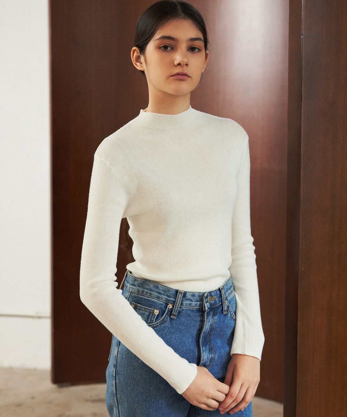 랭5(LANG5) [YANNE] WOOL TURTLENECK KNIT [얀느] 울 터틀넥 니트_화이트