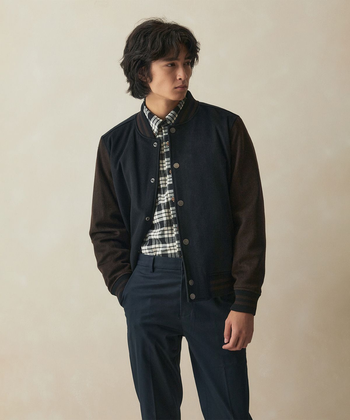 브룩스 브라더스(BROOKS BROTHERS) 울 바시티 자켓 (네이비) (BBOJMM4875QEF)