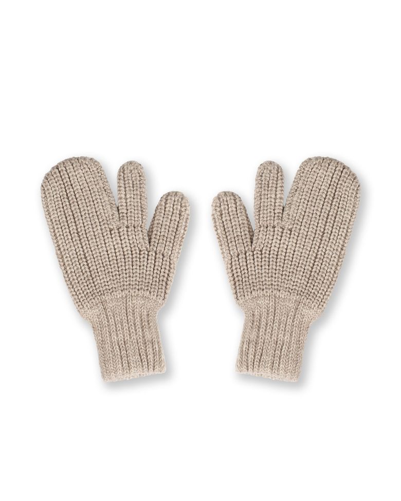 3 FINGER WOOL BLENDED KNIT GLOVES OATMEAL