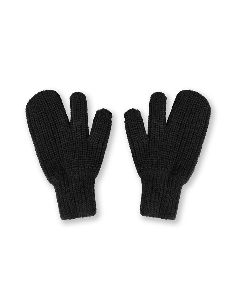 3 FINGER WOOL BLENDED KNIT GLOVES BLACK
