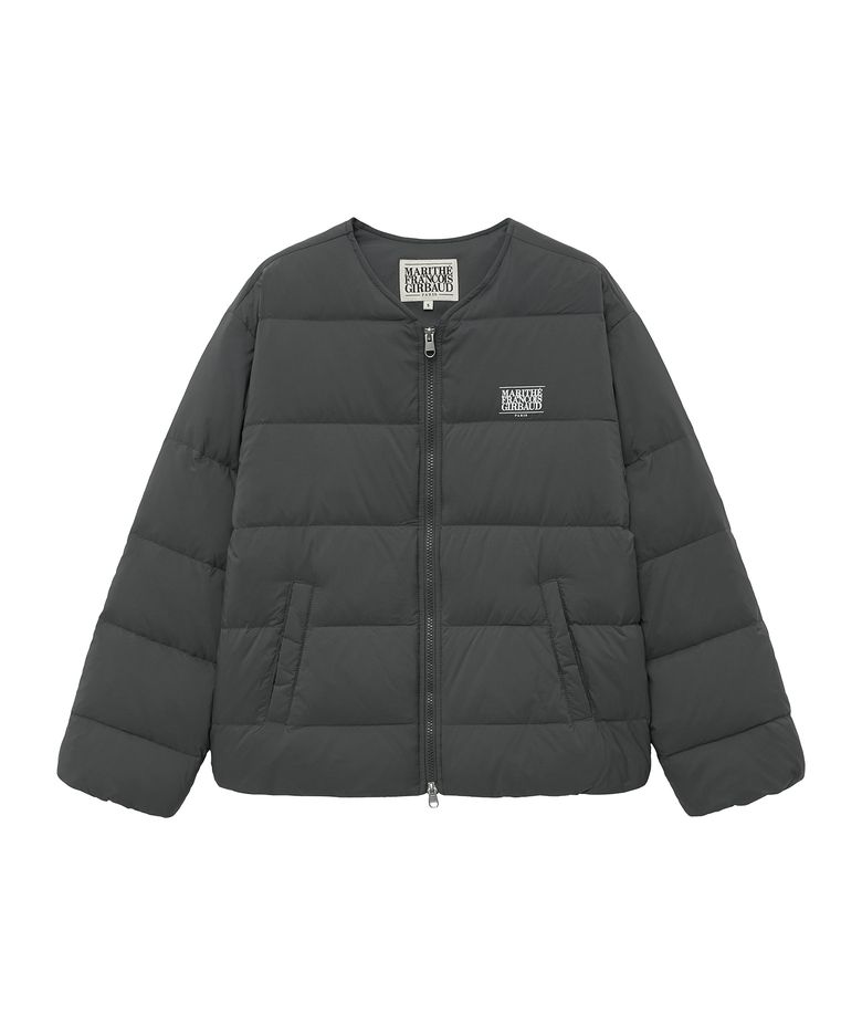 COLLARLESS LIGHTWEIGHT DUCK DOWN JACKET charcoal