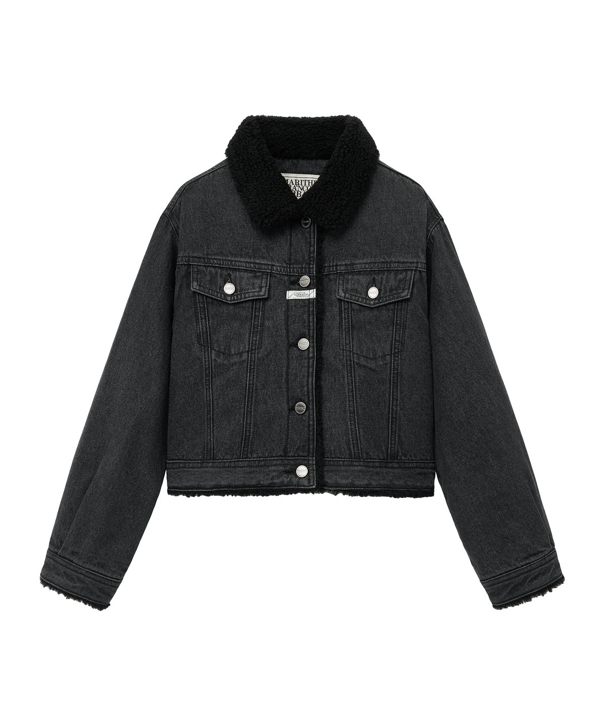 마리떼 프랑소와 저버(MARITHÉ + FRANҪOIS GIRBAUD) W CROP SHEARLING DENIM JACKET black
