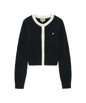 W CIRCLE LOGO MOHAIR CROP CARDIGAN black