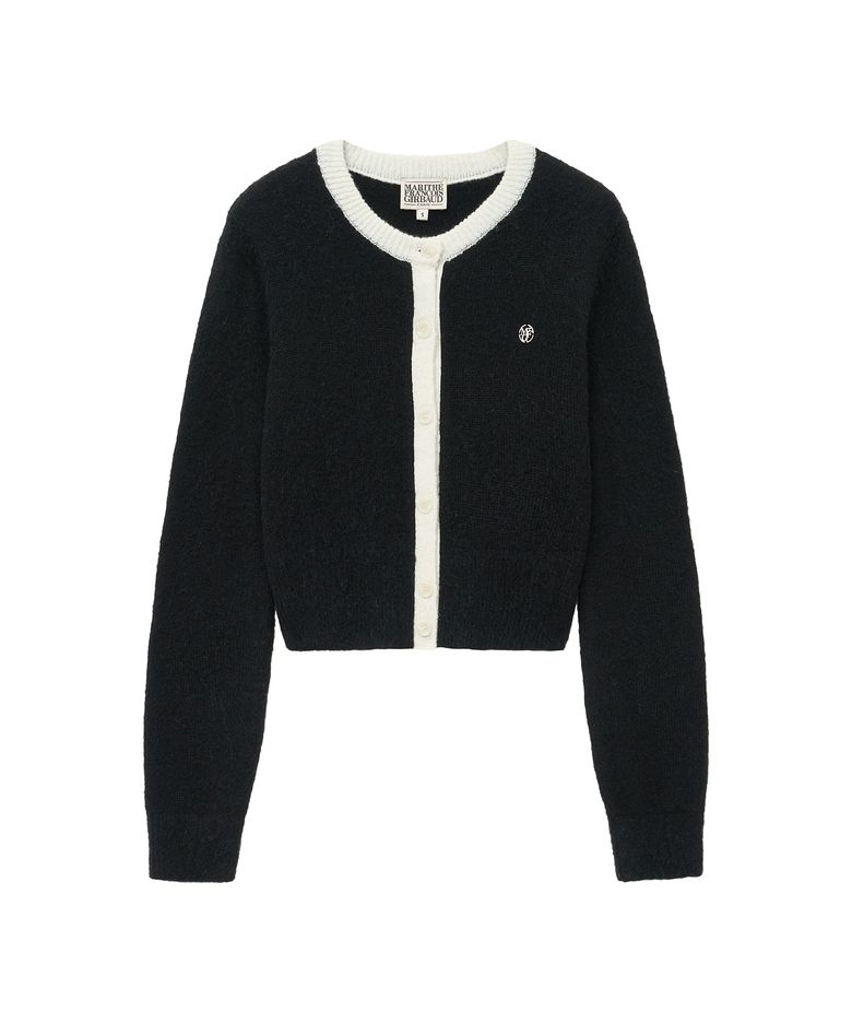 W CIRCLE LOGO MOHAIR CROP CARDIGAN black