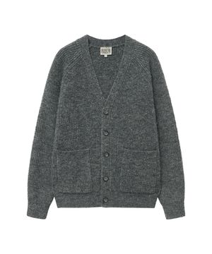 HAIRY OVERFIT V NECK CARDIGAN gray