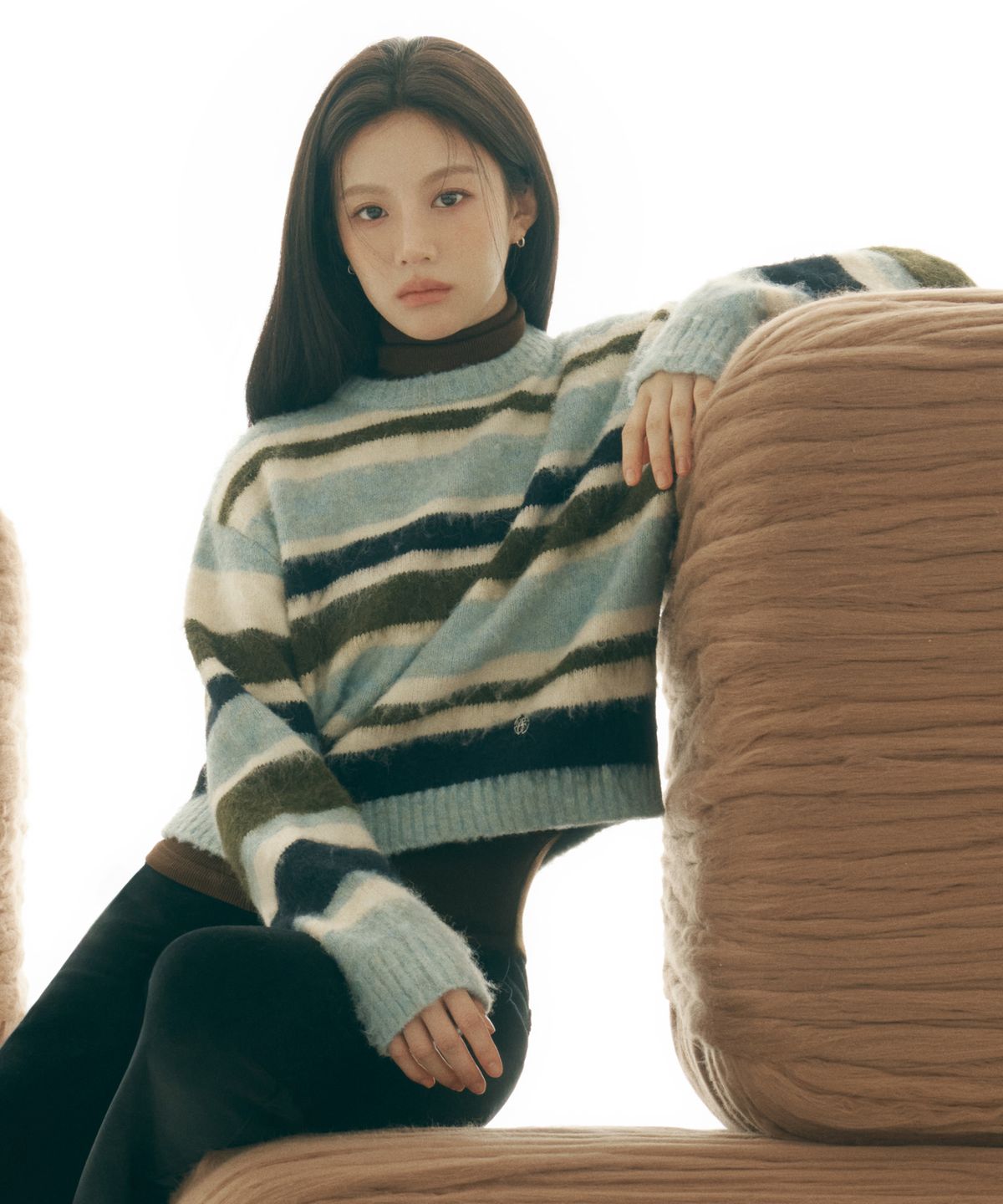 마리떼 프랑소와 저버(MARITHÉ + FRANҪOIS GIRBAUD) W HAIRY CROP STR SWEATER mint