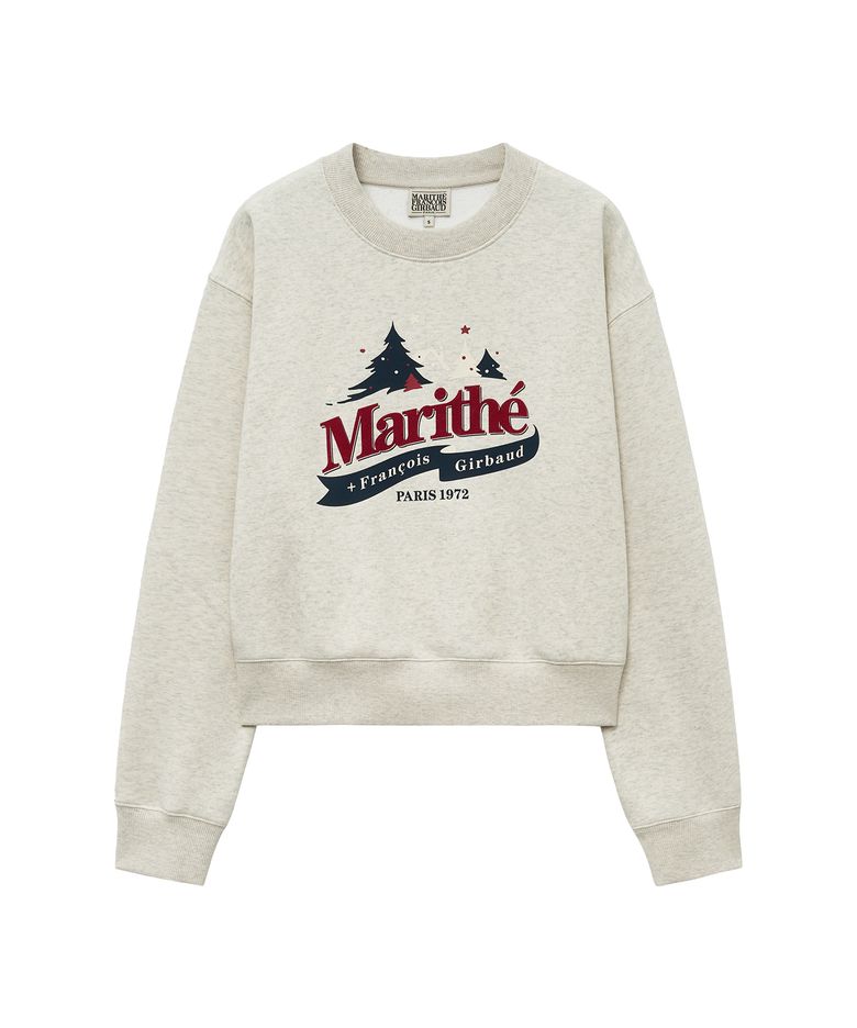 W WINTER CHALET CROP SWEATSHIRT BRUSHED oatmeal