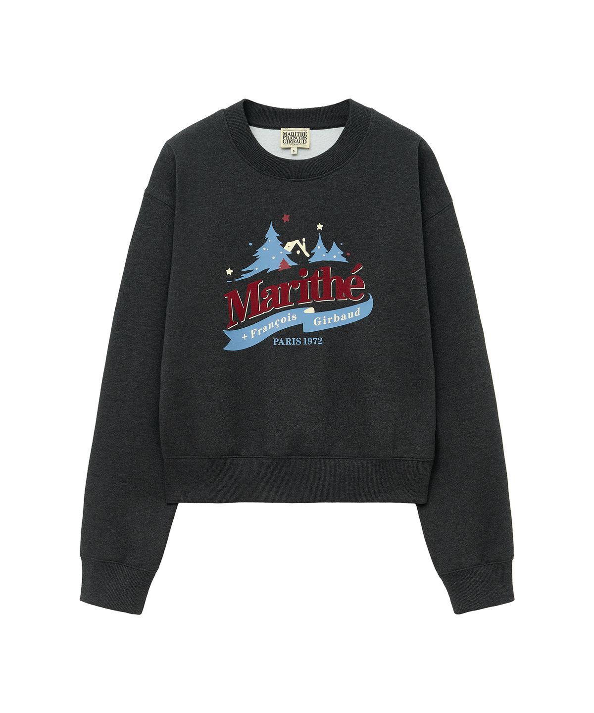 마리떼 프랑소와 저버(MARITHÉ + FRANҪOIS GIRBAUD) W WINTER CHALET CROP SWEATSHIRT BRUSHED charcoal