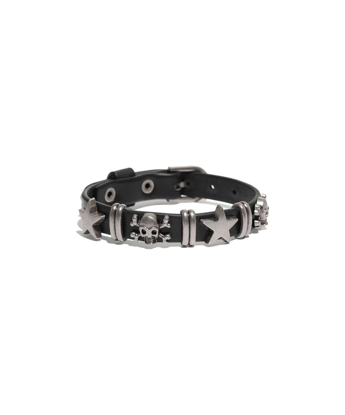 나이스고스트클럽(NICEGHOSTCLUB) SKULL LEATHER BRACELET_BLACK(NG2EFUAB81A)