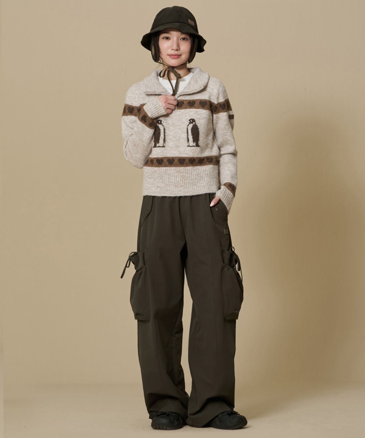 비비씨 어스(BBC EARTH) W 스트링 브러쉬드 카고 팬츠_Khaki