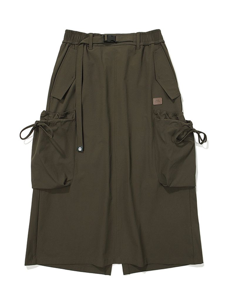 W 립스탑 플렉서블 셔링스커트_Dark Khaki