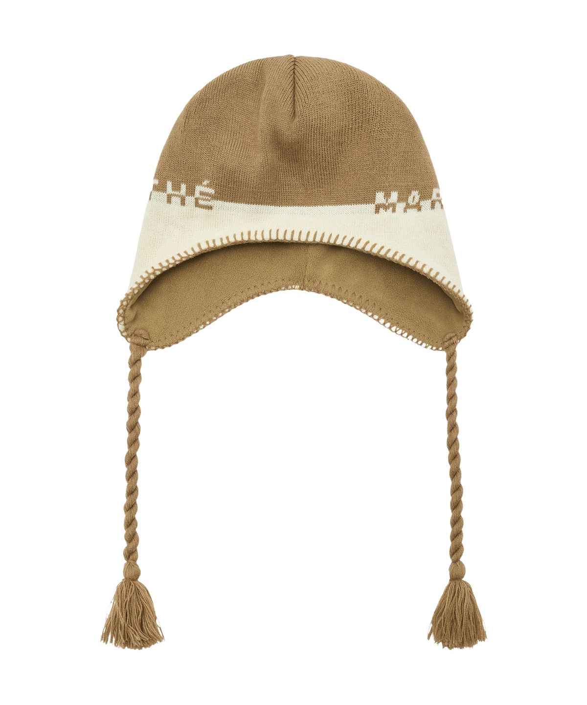 마리떼 프랑소와 저버(MARITHÉ + FRANҪOIS GIRBAUD) REGULAR LOGO EARFLAP BEANIE dark beige