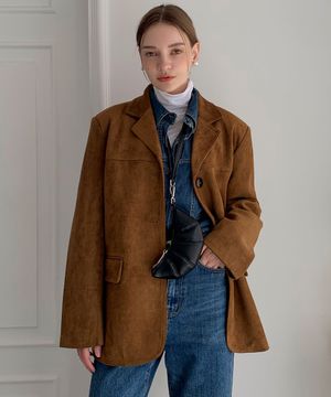 Suede Single Button Half Jacket (2colors)