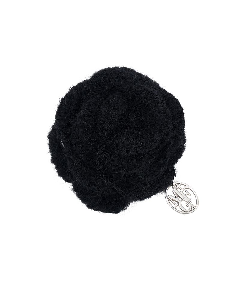 CIRCLE LOGO FLOWER BROOCH black
