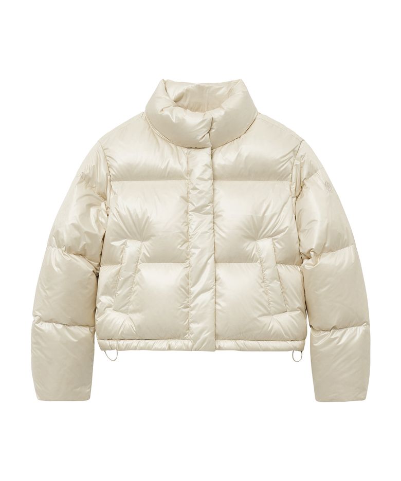 W GLOSSY DUCK DOWN CROP PUFFER ivory