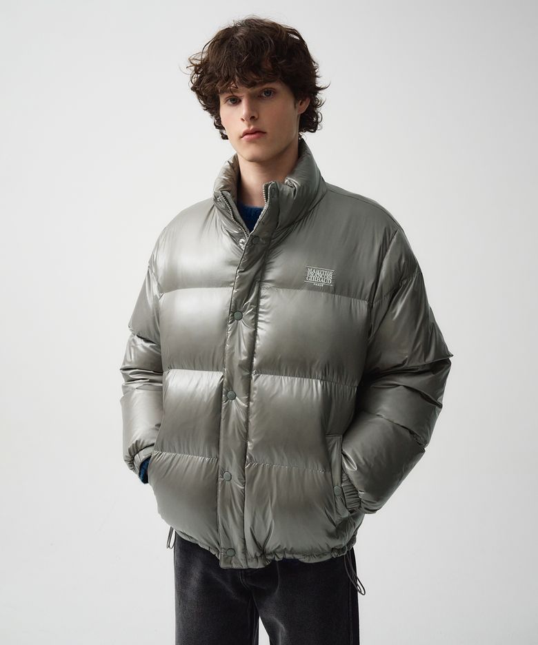 GLOSSY DUCK DOWN PUFFER gray