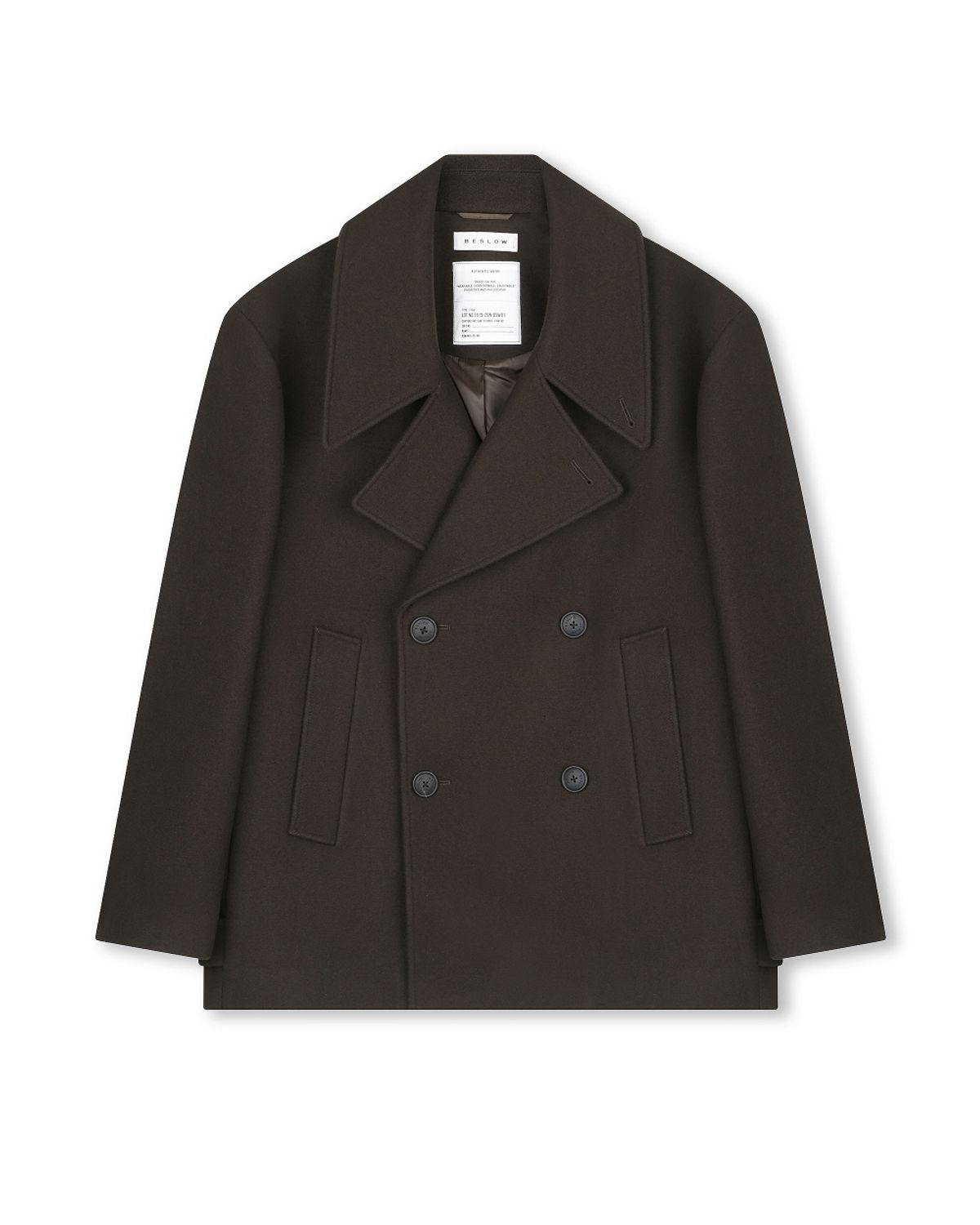 비슬로우(BESLOW) OVERSIZED PEA COAT DARK BROWN