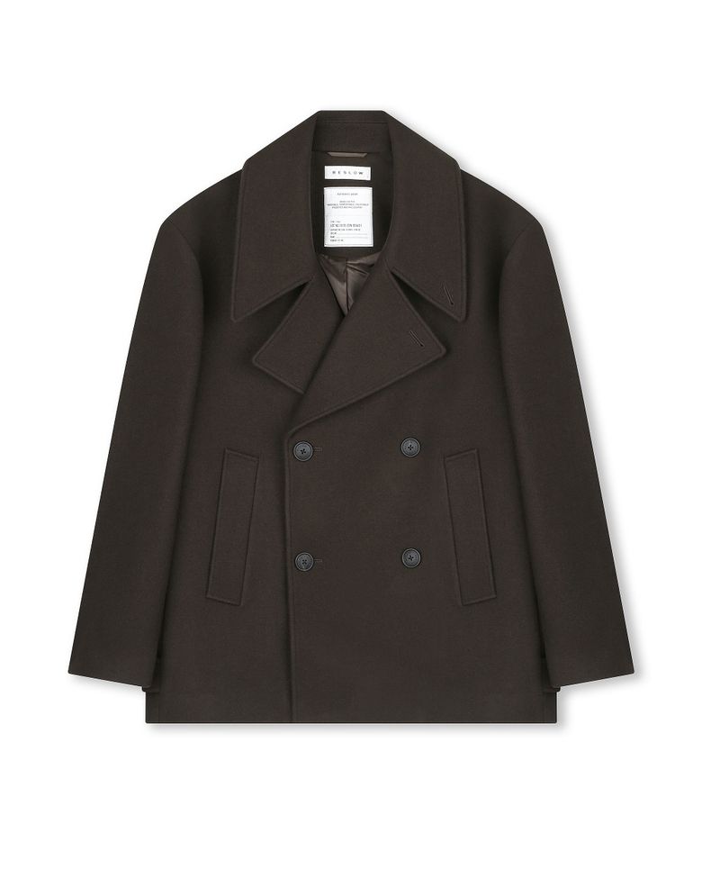 OVERSIZED PEA COAT DARK BROWN