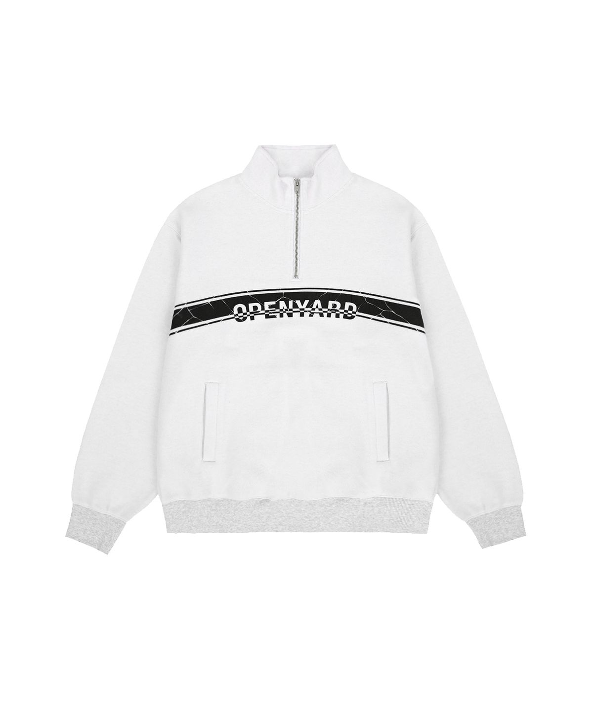 오픈야드(오와이)(OPENYARD(OY)) CRACKED STRIPE LOGO ANORAK MTM - LIGHT MELANGE