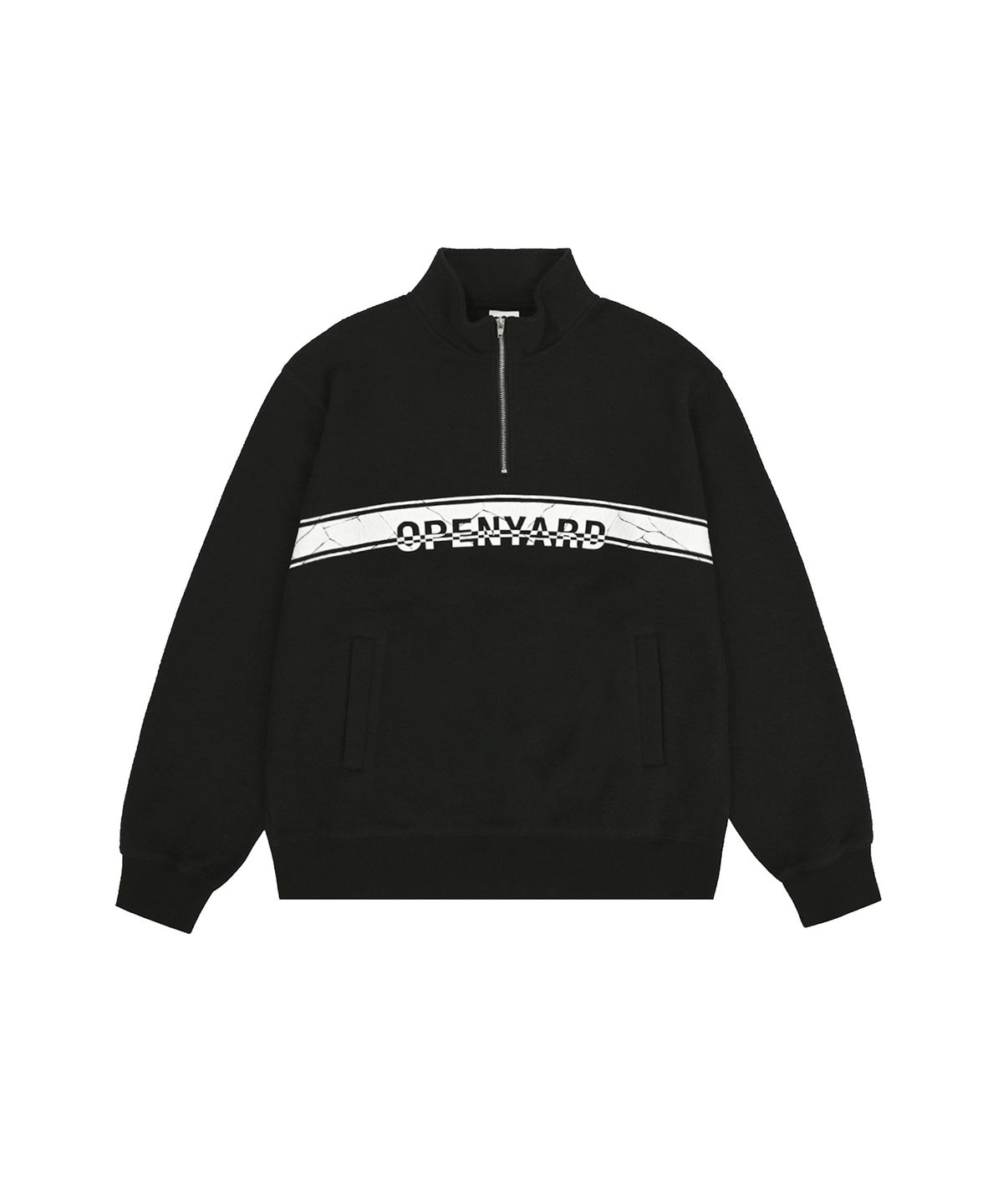 오픈야드(오와이)(OPENYARD(OY)) CRACKED STRIPE LOGO ANORAK MTM - BLACK