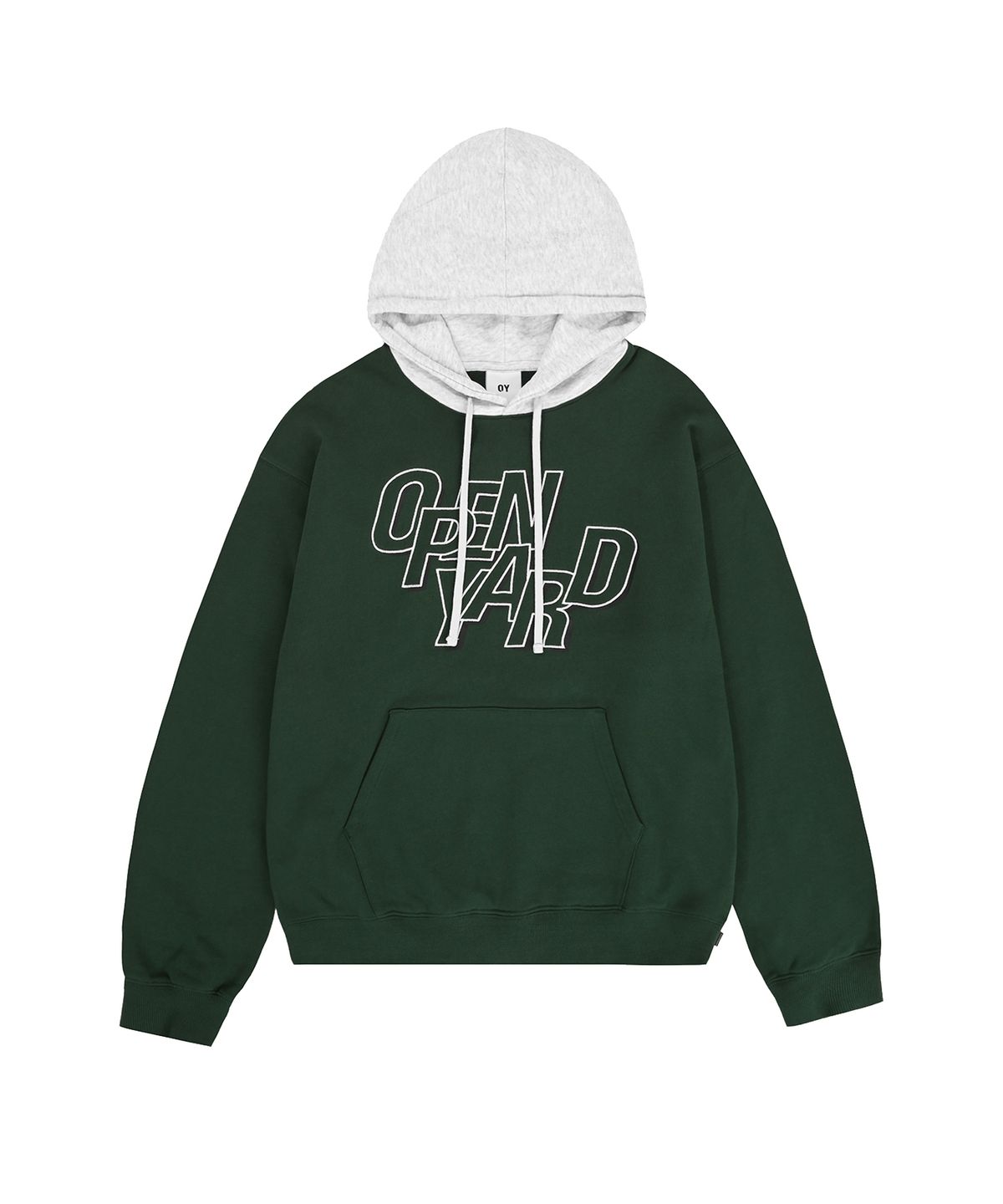오픈야드(오와이)(OPENYARD(OY)) CONTRAST LOGO HOODIE - FOREST