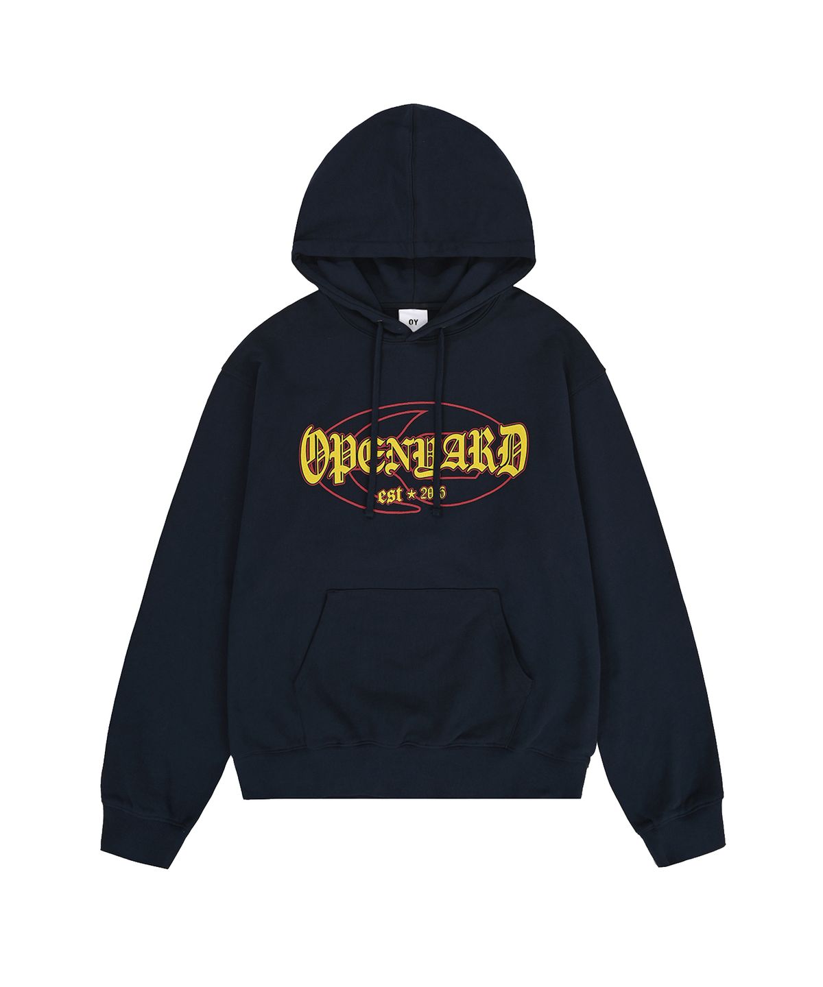 오픈야드(오와이)(OPENYARD(OY)) CRACKED LOGO HOODIE - NAVY