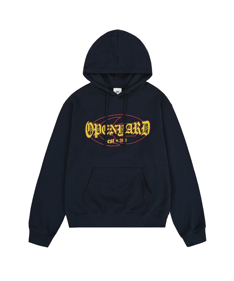 CRACKED LOGO HOODIE - NAVY