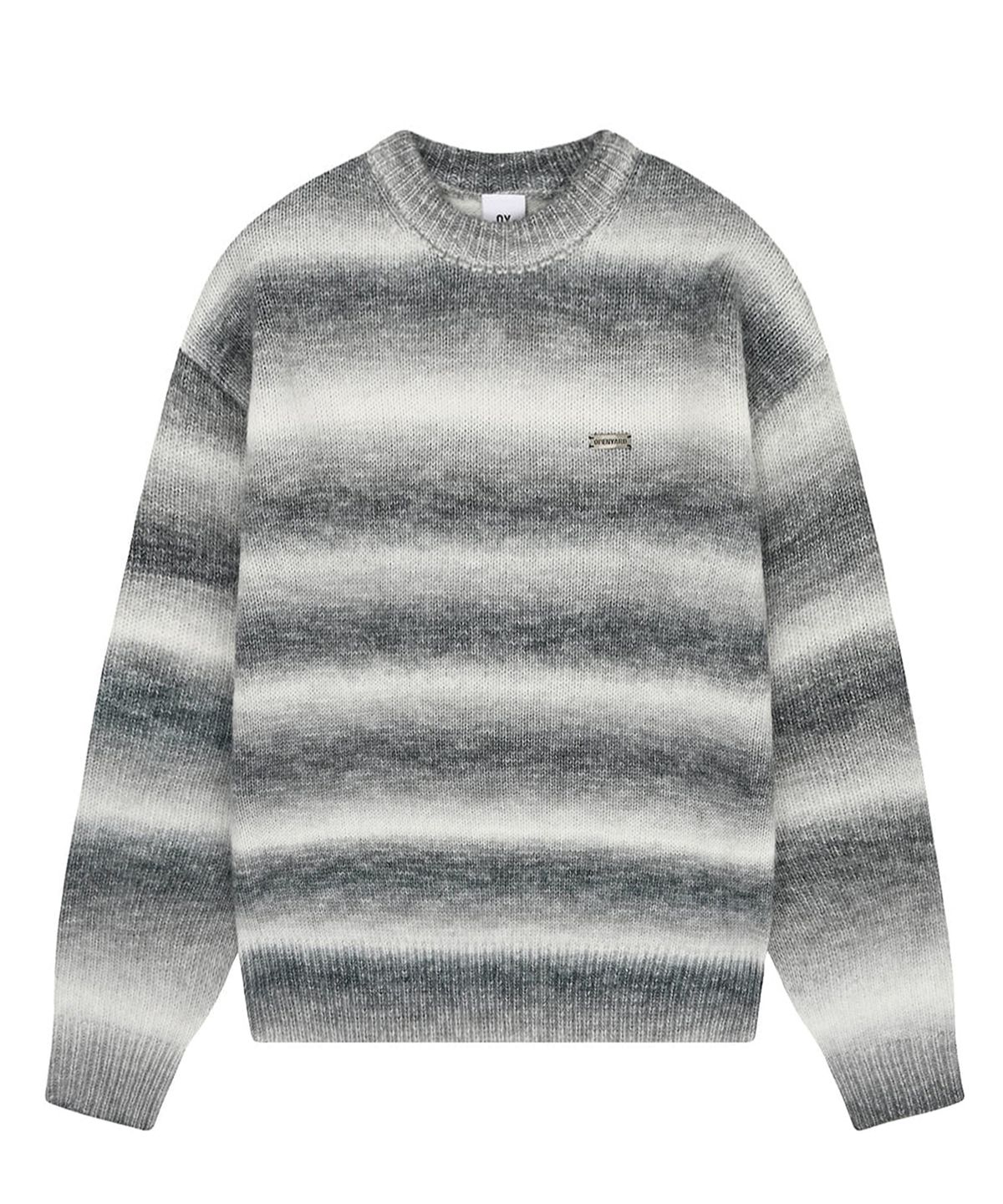 오픈야드(오와이)(OPENYARD(OY)) HAIRY GRADIENT STRIPED KNIT - BLACK